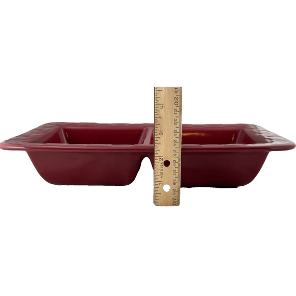 Longaberger Pottery Woven Traditions Divided Dish Paprika Red #3181440 - Picture 12 of 12